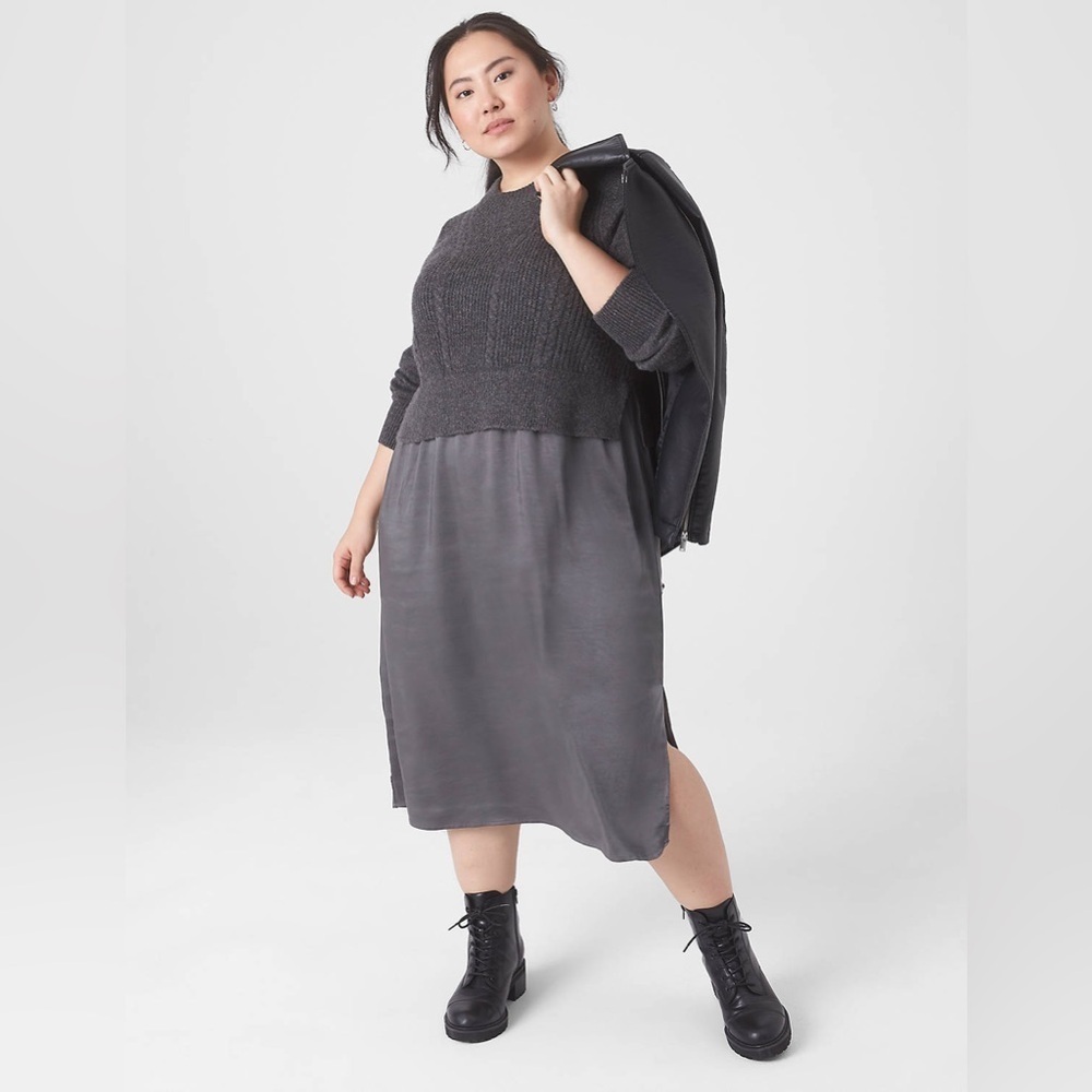 Lane Bryant Sweater Top with Satin Skirt Midi Dress Size 22/24